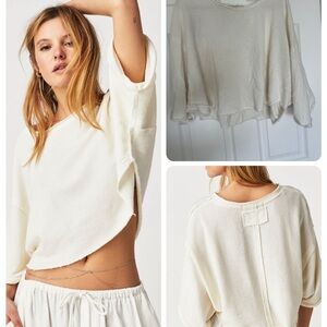 Free People Cream Crew Neck Sweater